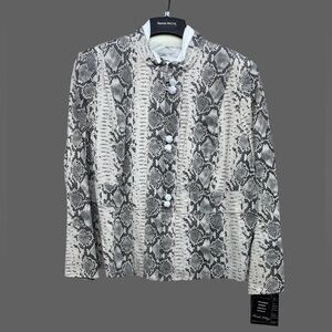 Pamela McCoy Black and White Snake Print Leather Jacket